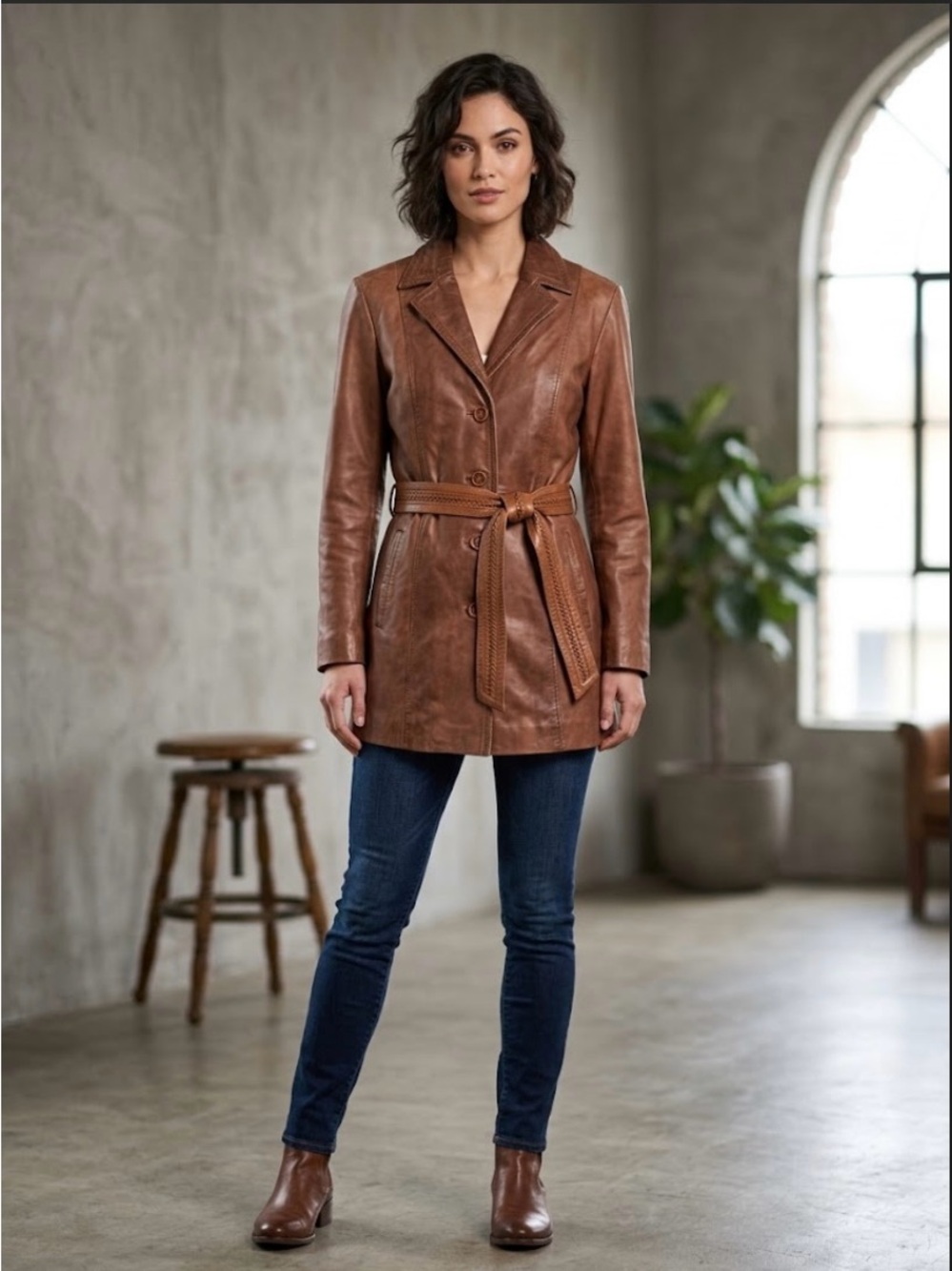 Scully Brown Leather Belted Jacket
